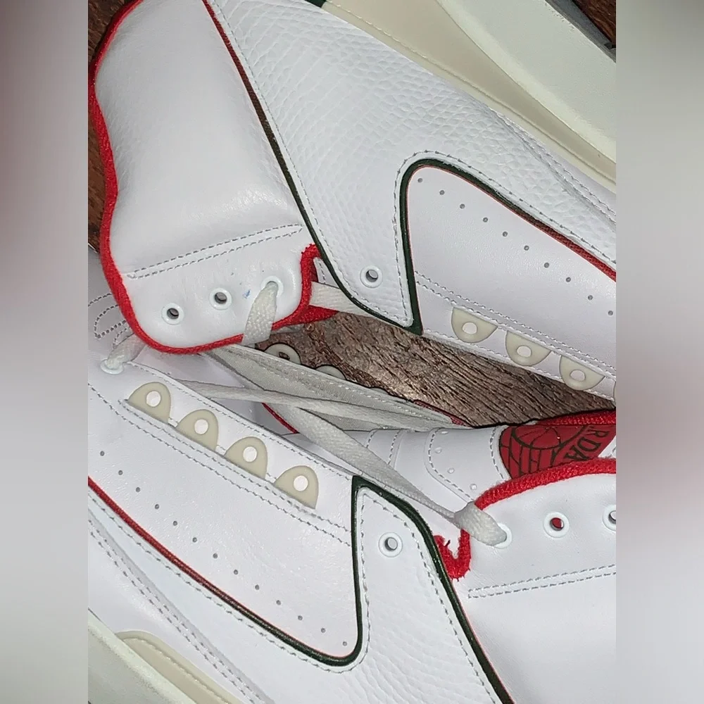 Jordan Men’s White Red Green Leather Sneakers